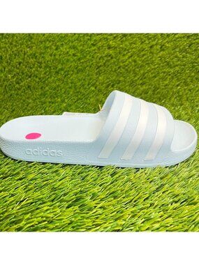 Adidas Adilette Womens Size 6 Blue White Beach Walking Outdoor Slide Sandals